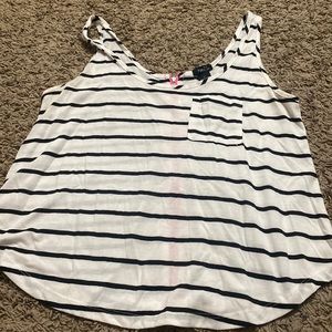 girls striped tank top with pink zipper on back
